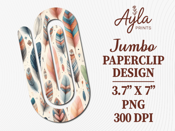 Boho Feather Pattern Jumbo Paperclip PNG Graphics and Crafts Review