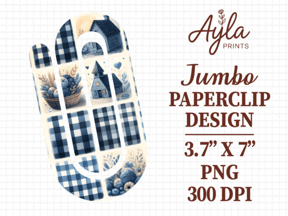 Buffalo Plaid Navy Blue Jumbo Paperclip Graphics and Crafts