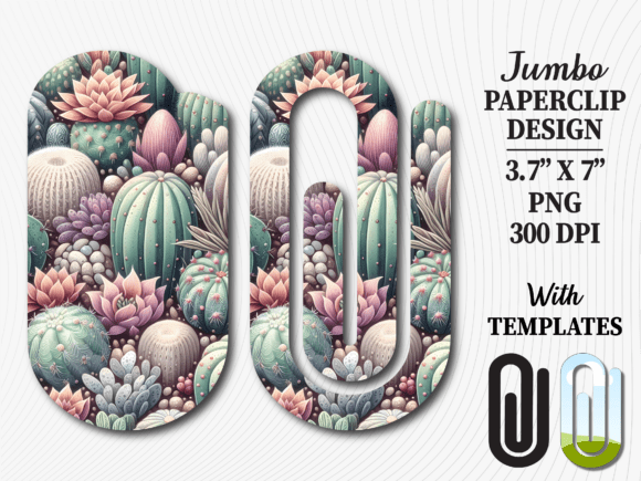 Cactus Succulent Garden Jumbo Paperclip Graphics for Crafts
