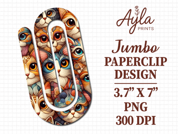Cat Faces Pattern Jumbo Paperclip Design Graphics and Crafts Review