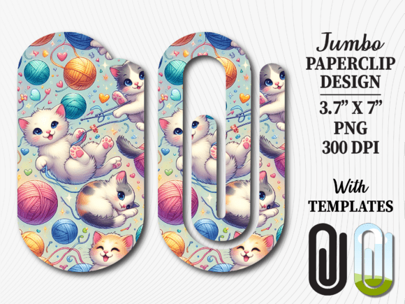 Cat Yarn Ball Kitten Jumbo Paperclip Graphics for Crafts