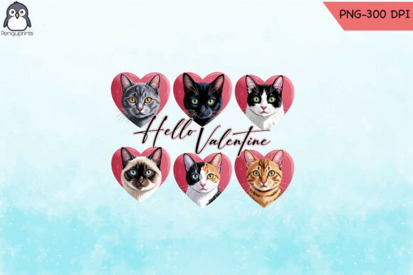 Cute Cats Valentine s Day Heart PNG Graphics for Crafts