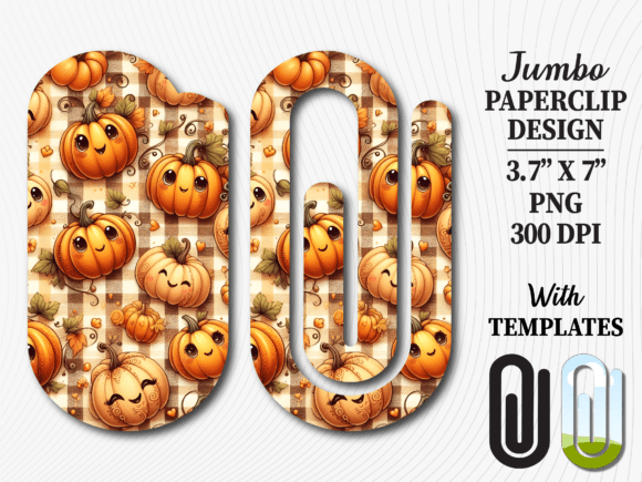 Cute Fall Pumpkin Jumbo Paperclip Design for Graphics and Crafts
