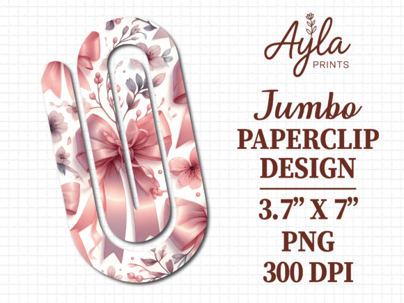 Floral Bow Ribbon Jumbo Paperclip Design for Crafts and Graphics