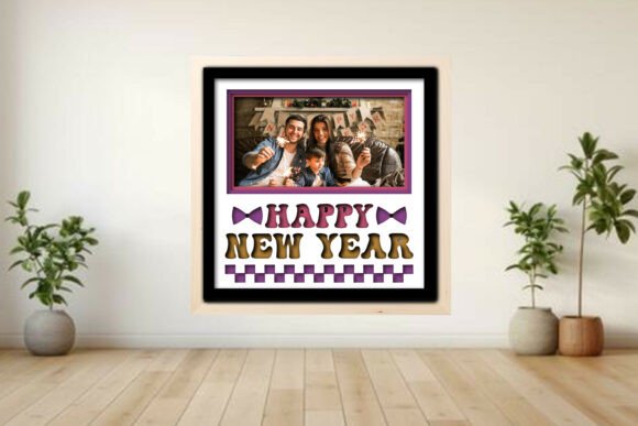 Happy New Year Photo Frame Shadow Graphics for Crafts