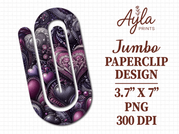 Heart Jumbo Valentines Day Paperclip PNG for Graphics & Crafts