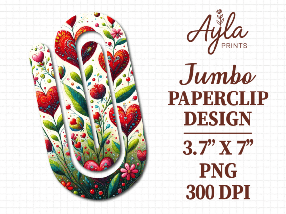 Hearts Folk Art Colorful Jumbo Paperclip: A Graphic Design Asset Review