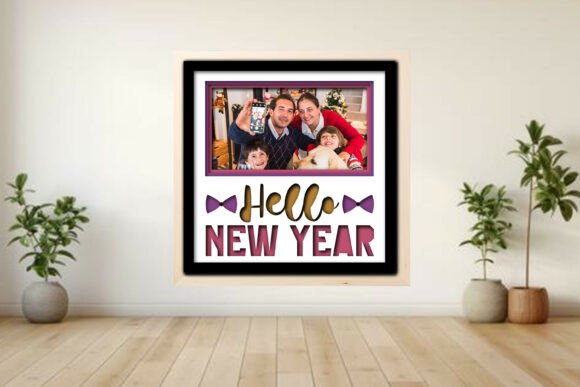 Hello New Year Photo Frame Shadow Graphics for Crafts
