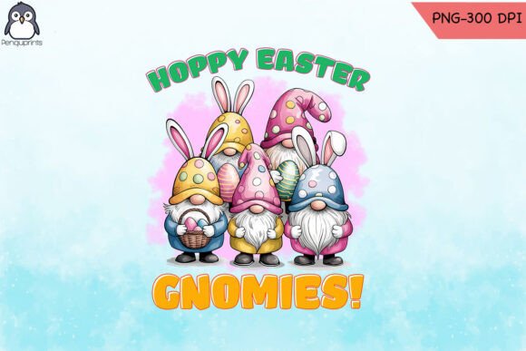 Hoppy Easter Gnomies Sublimation PNG for Crafts and Graphics