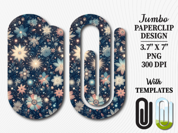 Navy Gold Celestial Star Jumbo Paperclip Graphics for Crafts