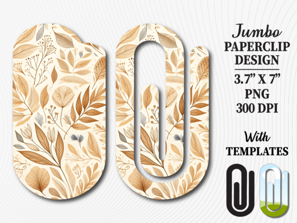 Neutral Boho Leaves Jumbo Paperclip Graphics for Crafts