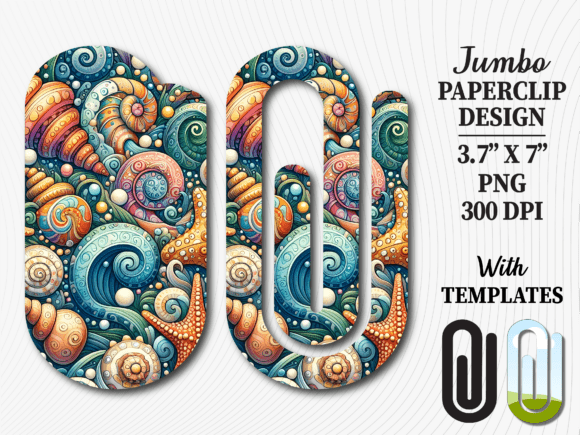 Ocean Sea Shell Coastal Jumbo Paperclip Graphics for Crafts