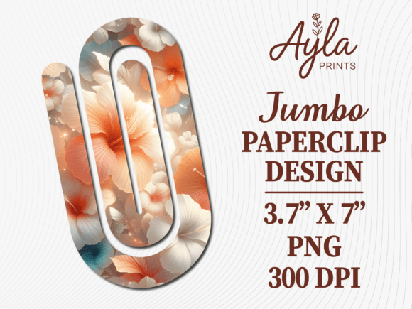 Orange Floral Abstract Jumbo Paperclip