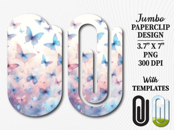 Pastel Butterfly Sky Jumbo Paperclip PNG Graphics in Crafts