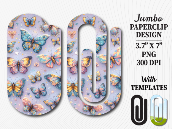 Pastel Magic Butterfly Jumbo Paperclip for Graphics & Crafts
