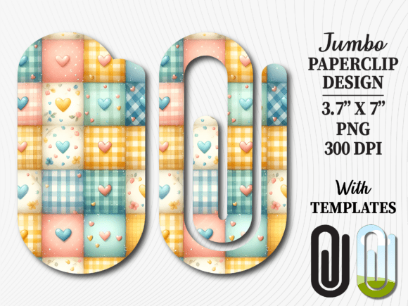 Pastel Quilt Love Jumbo Paperclip Design Graphics