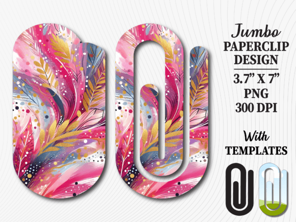 Pink Tropical Leaf Jumbo Paperclip Graphics for Crafts