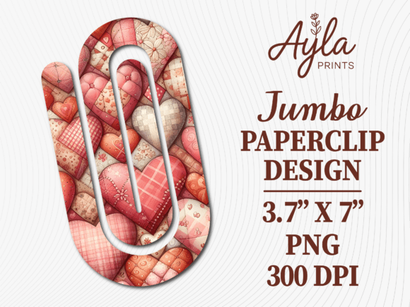 Plaid Gingham Heart Jumbo Paperclip for Crafts and Graphics