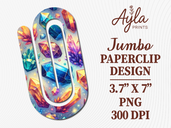 Rainbow Gems Glitter Jumbo Paperclip Graphics for Crafts