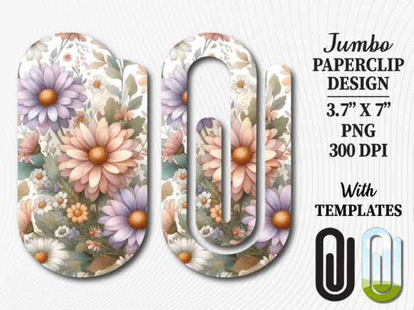 Retro Wildflower Meadow Jumbo Paperclip Graphics for Crafts