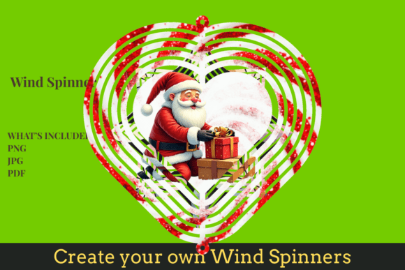 Santa Heart Wind Spinner Graphics for Crafts