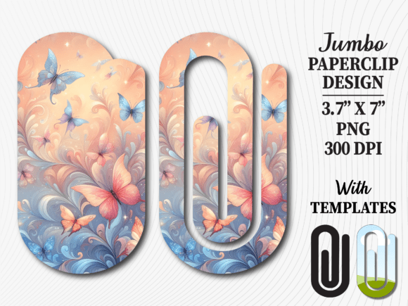 Soft Boho Butterfly Jumbo Paperclip PNG Graphics and Crafts