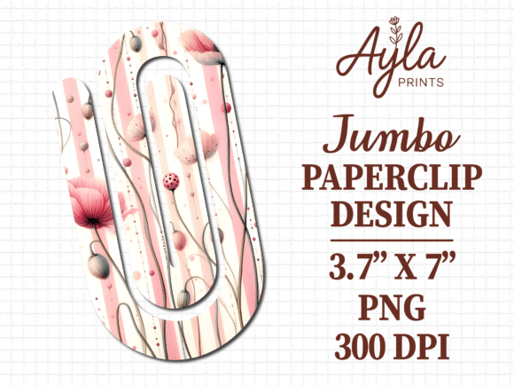 Soft Pink Floral Art Jumbo Paperclip PNG: Graphics for Crafts
