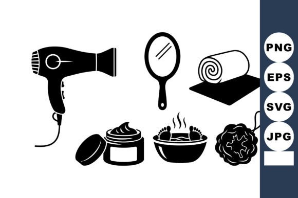 Spa Beauty Essentials Icons for Graphics and Crafts