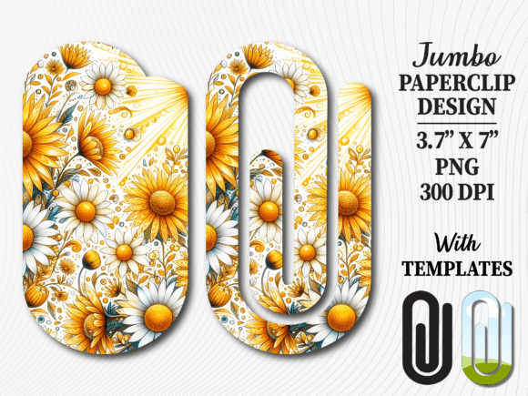 Sunflower Daisy Field Jumbo Paperclip Graphics for Crafts