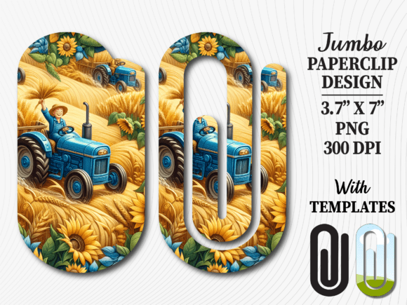 Tractor Farm Sunflowers Jumbo Paperclip Graphics and Crafts