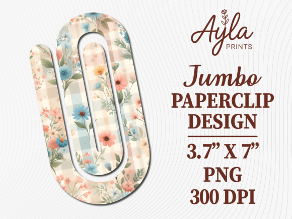 Watercolor Floral Jumbo Paperclip Design: Graphics for Crafts